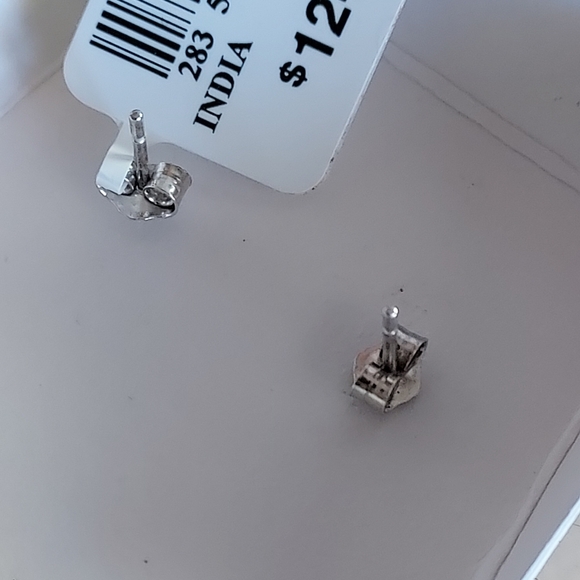 Sterling Silver & Diamond Stud Earrings - Picture 8 of 14